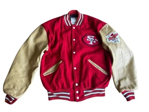 Vtg SF 49ers Niners Super Bowl Wool & Leather Varsity Jacket by DeLong Sz L READ - Picture 1 of 11