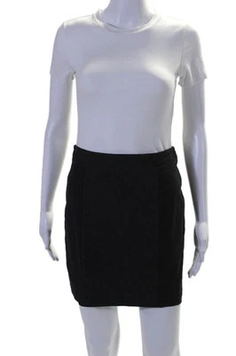 Saia lápis Vince feminina comprimento joelho zíper costas cinza escuro algodão tamanho 2 - Imagem 1 de 4