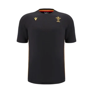 RUGBY WALES – SHIRT TRAVEL COTTONPOLY BLK - MACRON - Season 2024/25 - Picture 1 of 5