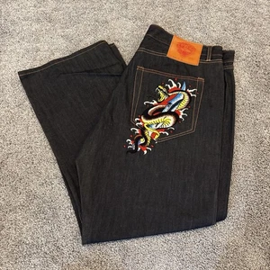 Vintage Ed Hardy Jeans Mens 44x34 Christian Audigier Skull Sword Snake Y2k 2007 - Picture 1 of 11