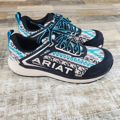 Ariat Outpace CT Womens Work Shoes Sz 8.5 B Turquoise Aztec Composite Toe Safety - Image 1 of 4