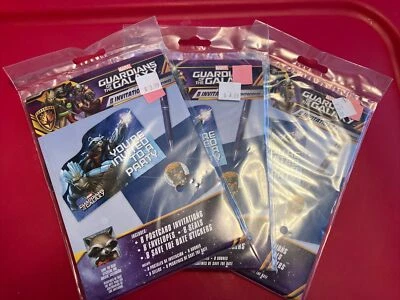 Lot/3 Guardians Of The Galaxy Set Of 8 BIRTHDAY PARTY Invitations 24 TOTAL New! - Image 1 of 4