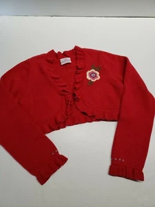 Hanna Andersson red crop sweater cardigan girl size 110 - Picture 1 of 5