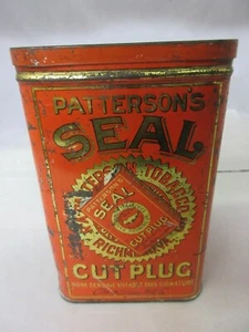 VINTAGE ADVERTISING EMPTY PATTERSON' S SEAL TALL TOBACCO TIN 479- - Picture 1 of 6