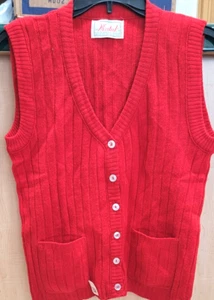 Wintuk Drummond Pullover Weste Herren klein rot eng Strick gerippt 70er 80er Vintage - Bild 1 von 4