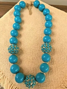 NEW KENNETH JAY LANE DESIGNER JEWELRY - MAGNIFICENT CREATED TURQUOISE NECKLACE - Picture 1 of 5
