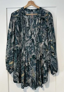 Melissa McCarthy Seven7 Size 1X Tunic Tie Back Marble Print Green - Picture 1 of 8