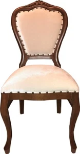Casa Padrino Barock Luxus Esszimmer Stuhl Braun / Creme Samtstoff Barock Möbel - Bild 1 von 1