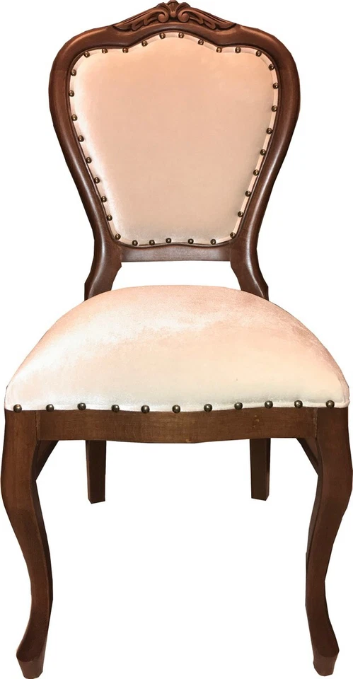 Casa Padrino Barock Luxus Esszimmer Stuhl Braun / Creme Samtstoff Barock Möbel - Bild 1 von 1