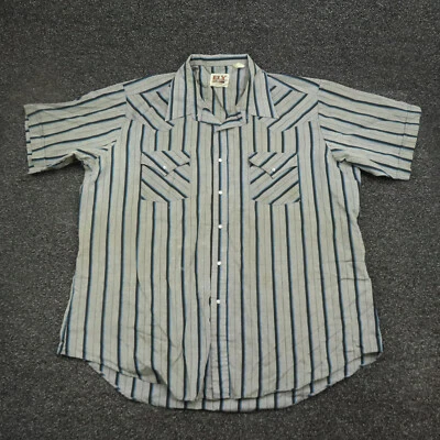 Camisa Ely Cattleman Adulto XL Gris Azul y Negro Rayas A Presión Botones Western Foto 1 de 4
