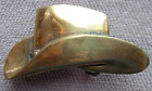 WESTERN Belt Buckle Cowboy Hat Solid Brass 4" x 2" Rare-never worn- see pictures