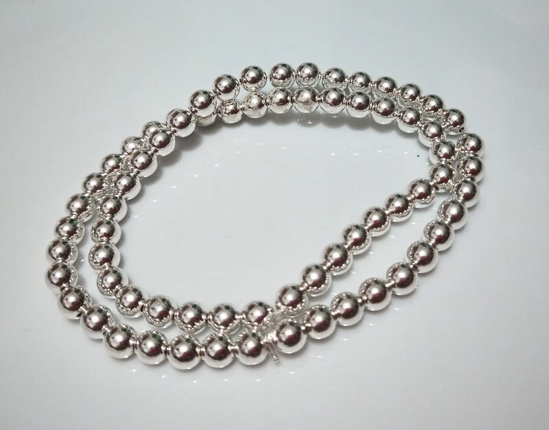 1filo/ 70pz  perline pietre ematite rotondo 6mm colore argento chiaro bijoux - Immagine 1 di 1