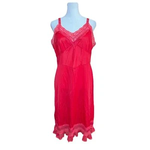 Kel Ray Slip Dress Women 38 Tomato Girl Lace Red Coquette Ethereal Lolita Pinup - Picture 1 of 12