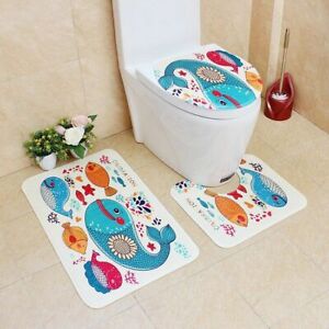 Flannel Non-Slip Bathroom Carpet Toilet Bath Lid Cover Absorbent Shower Mat Pads