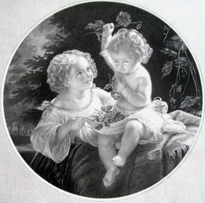 KUPFER'STICH/ Stahlstich * CHILDREN PLAYING " nach dem  KÜNSTLER. :  D.J. POUND - Bild 1 von 19