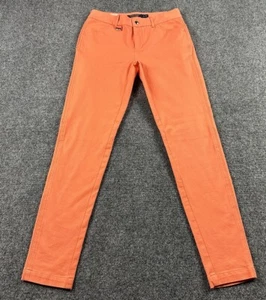 Polo Golf Ralph Lauren Pants Womens 0 Orange Chino Stretch 5-Pocket Tapered 26W - Picture 1 of 11