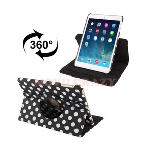 FUNDA LIBRO DIBUJO CUSTODIA PARA IPAD MINI LUNARES BLANCO NEGRO GIRATORIA - Imagen 1 de 1