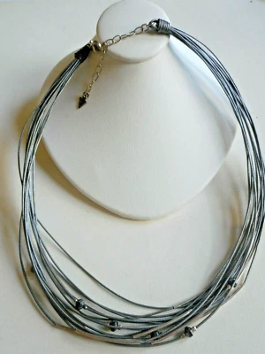 Collar con cordón Silpada de plata de ley, hematita, vidrio y cuero N2146 RE303A Foto 1 de 4