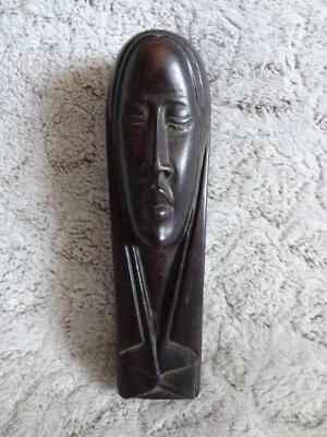 ancienne statuette en ébène représentant un visage style Modigliani - Photo 1/4