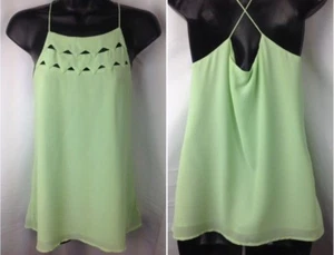 Naked Zebra Green Spaghetti Strap Cutout Tank Top Cami, Women's S - Picture 1 of 7