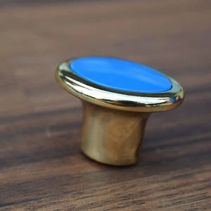 Oval Stangengriffe Möbelgriffe Möbelknöpfe BLAU/Gold KÜCHENGRIFF Schubladen - Bild 1 von 5