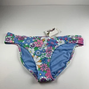Jessica Simpson Crazy Daisy Shirred-Side Hipster Bikini Bottom Women Large Multi - Picture 1 of 7