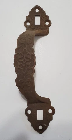 Antique Victorian Cast Iron Offset Door Handle Porch Screen Pull Cover