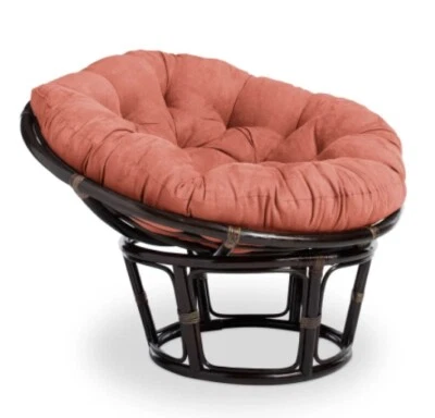 Cojín para silla Papasan naranja marco de mimbre asiento de ratán tela gamuza suave redondo  Foto 1 de 3