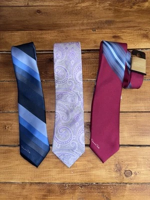 Oscar de la Renta & Croft Barrow Мужской Галстук Лот Фиолетовый Пейсли, Синий, Красный ОДИН НОВЫЙ - Изображение 1 из 4