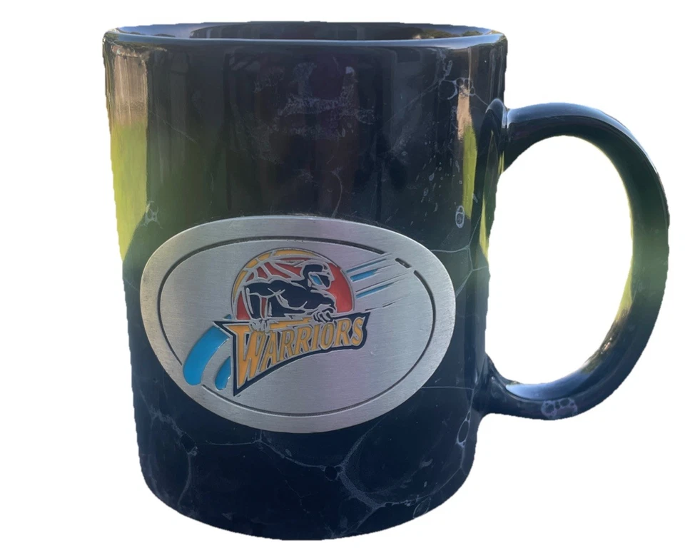 金州勇士队咖啡杯3D闪电螺栓标志Y2K大理石图案4英寸  — 第 1/4 张图片
