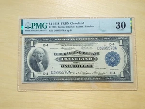 1918 $1 Cleveland Federal Reserve Bank Note Fr#718 PMG Very Fine 30 - Picture 1 of 2