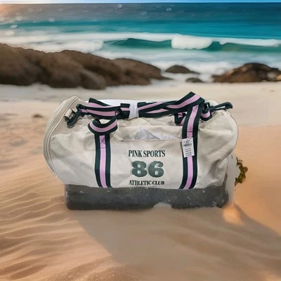 Bolsa de deporte Victoria's Secret rosa de lona color beige nueva Foto 1 de 4