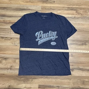 Lucky Brand T Shirt Mens Large Heather Blue Graphic America's Finest Denim 1900 - Picture 1 of 4