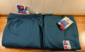 Men’s Hanes Roomy Fit Vintage Crewneck Sweatshirt & Pants Set Large Blank Teal - Picture 1 of 4