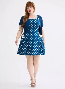 Retro Chic Fit and Flare Kleid Damen Größe 24 gepunktet - Bild 1 von 2