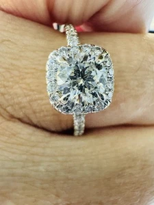Halo Diamond Ring - Solid 14k - Natural Diamonds - Not Scrap - Picture 1 of 8