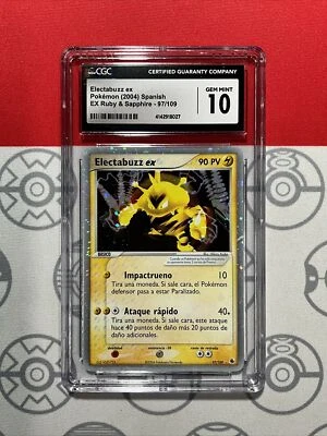 NEW CGC 10 GEM Spanish Pokemon ex Ruby & Sapphire Electabuzz ex Holo 97 PSA 8027 - Image 1 of 2