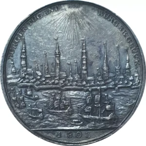 Hamburgo 1803 Medalla de Plata Vista Ciudad Jehová יהוה Alemania Estado Alemán Muy Raro - Imagen 1 de 10