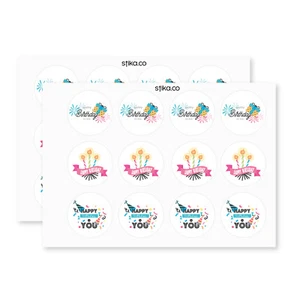 Paquete De 24 Feliz Cumpleaños Colección Papel Etiquetas,Colorido Decorativo - Imagen 1 de 2