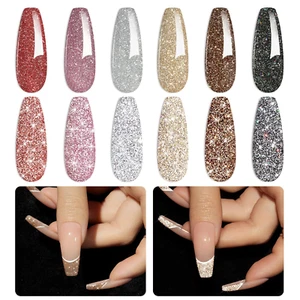 Reflective Glitter Winter Gel Nail Polish Set, 6 Colors Holographic Sparkle Glit - Picture 1 of 12