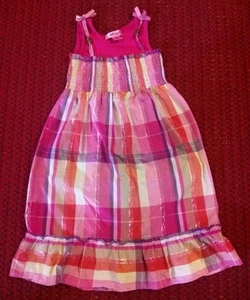 Pink Angel Girls Large Multi-Color Plaid Cotton Blend Dress - Picture 1 of 5