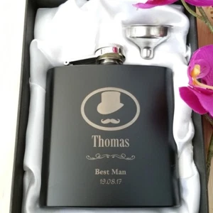 Frasco de cadera grabado personalizado de 6 oz. Padrino de boda favorito de padrino de padrino - Imagen 1 de 3