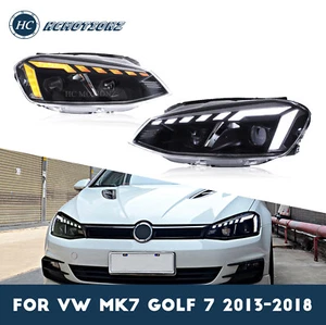 LED Headlights For 2013-2018 VW MK7 Golf 7 Projector Start up Animation 2pcs - Picture 1 of 13