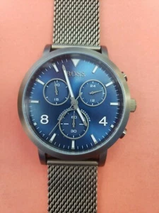 NWT Hugo Boss Gunmetal Spirt Blue Face Watch Quartz $325 - Picture 1 of 7