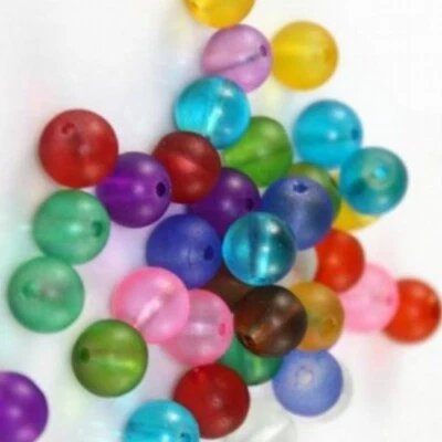 ROUND FROSTED GLASS BEADS MIXED COLOUR CRYSTAL TOP QUALITY 4mm 6mm 8mm BD11 - Image 1 of 2