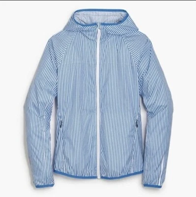 NEW J Crew x New Balance Womens Size Small Lightweight Blue Striped Windbreaker - Image 1 of 4