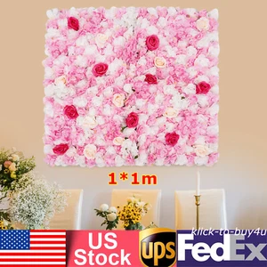 Artificial Flower Wall Background Silk Rose Flower Panels Wedding Backdrop Decor - Picture 1 of 16