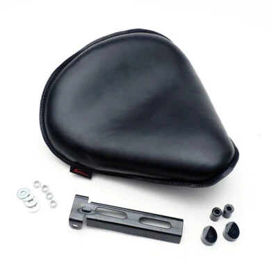 Siège Moto Solo Cuir Véritable Noir Convient pour Harley Davidson Bobber - Photo 1/2
