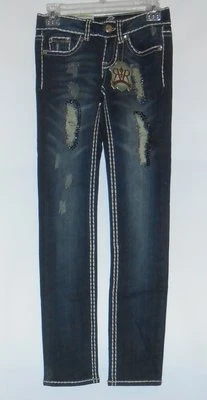 Pantalones de mezclilla de pierna recta adornados envejecidos Request Junior 0/24 nuevos con etiquetas Foto 1 de 3