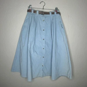 Modest Corduroy Button Front Full Skirt Country CottageCore Karen Scott Large - Picture 1 of 9